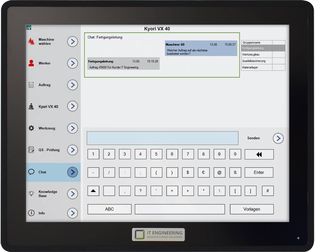 Nachricht vom Fertigungsleiter im Chat anzeigen