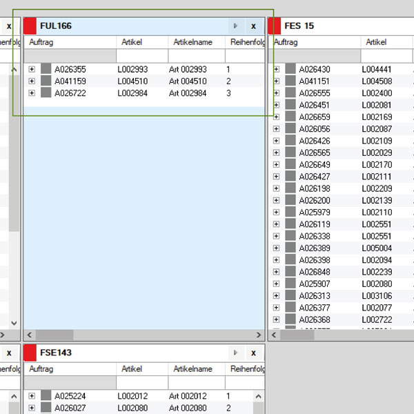 Feinplanung Listenansicht Feinplanung Listenansicht