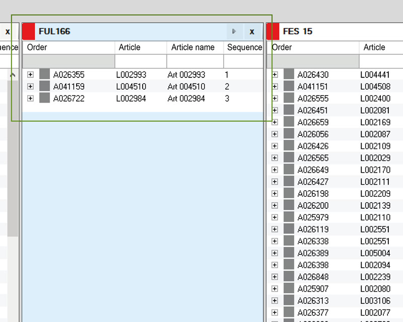 Detailed planning in list view