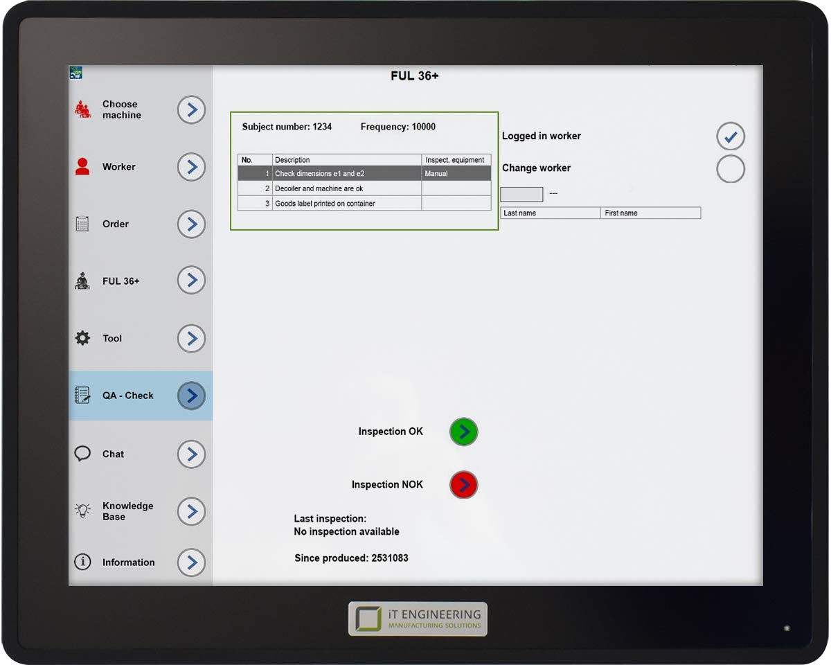 Display checklists and monitor test cycle