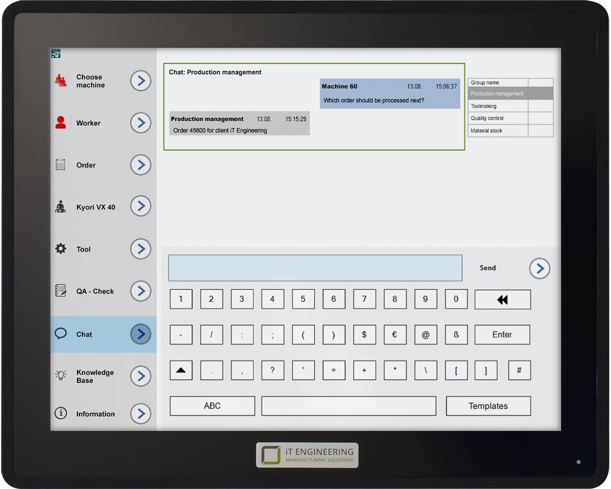 Show message from production manager in chat