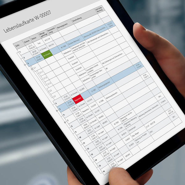 werkzeugbegleitkarte Transparentes Reporting über bearbeitete Ersatzteile in der Werkzeugbegleitkarte