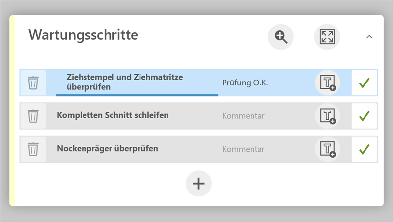 Wartungsschritte in der Checkliste einfach abhaken Wartungsschritte in der Checkliste einfach abhaken